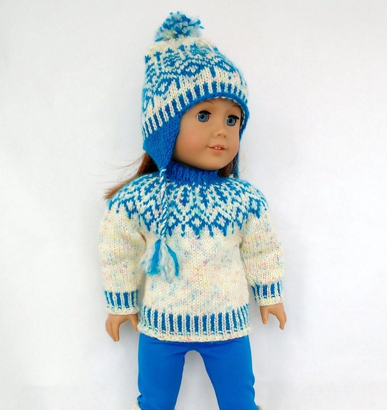 Doll clothes knitting pattern. PDF ENGLISH instant download. Fair isle sweater knitting pattern fits 18 inch doll similar to American Girl. image 10