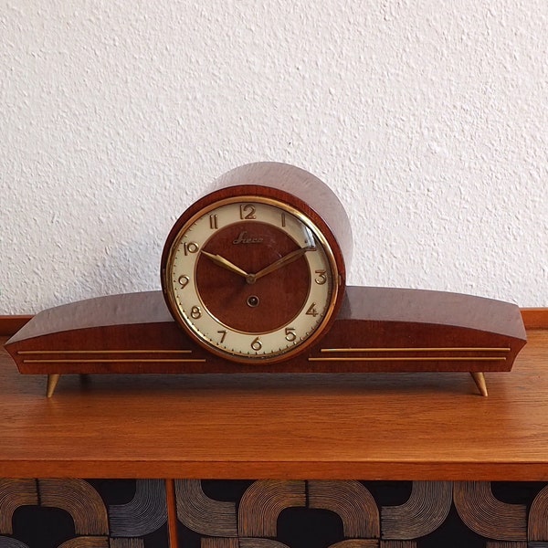 50er*Kaminuhr*SIECO*DDR*Tischuhr*Buffet Uhr*Mid Century*Vintage*inkl. Aufziehschlüssel