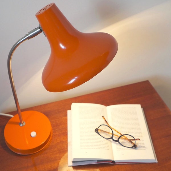 70s*Table Lamp*Desk Lamp*Reading Lamp*Mid Century*Vintage*Orange*