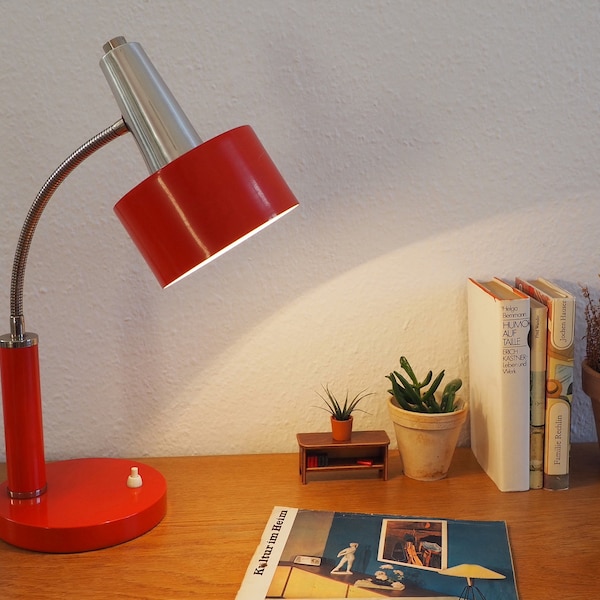 60er*70er*Tischlampe*Schreibtischlampe*Mid Century*Vintage*Rot