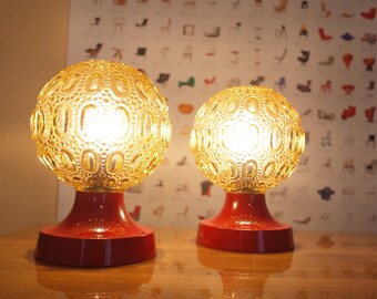 60s*Set of 2*Bedside Lamp*GDR*Table Lamp*Space Age*Lamp*Mid Century*Vintage*Textured glass, metal