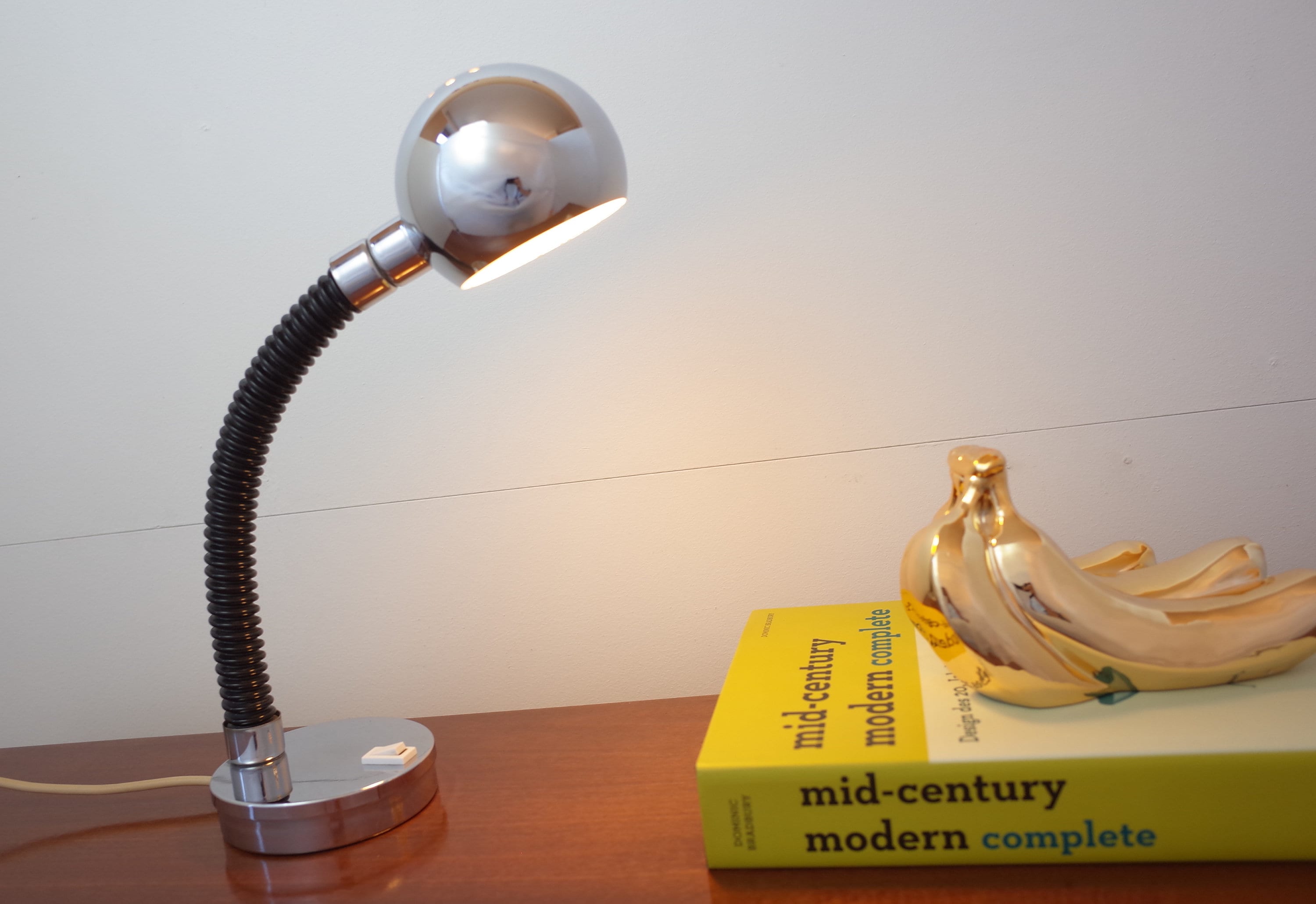 70s*Space Age*Ball*Table Lamp*Desk Lamp*Mid Century*Vintage*Chrome