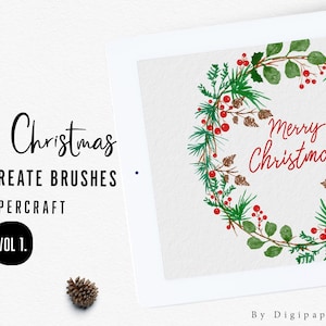 Brosses de Noël pour procréer, créer de belles couronnes de Noël, pinceaux de Noël, brosses de couronne de Noël aquarelle pour procréer