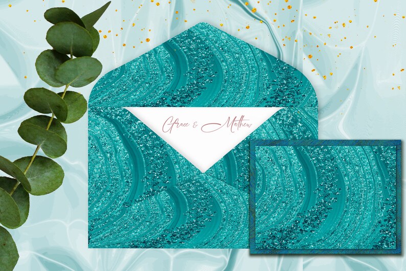 Download Teal Agate Digital Paper metallic agate paper teal agate ...