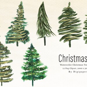 Watercolor Christmas Tree Clipart, Pine trees, Winter tree clipart, Christmas clipart, png trees, hand painted trees, Christmas tree clipart
