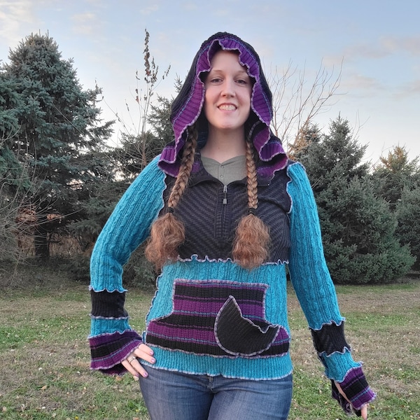 Blue Raspberry repurposed sweater