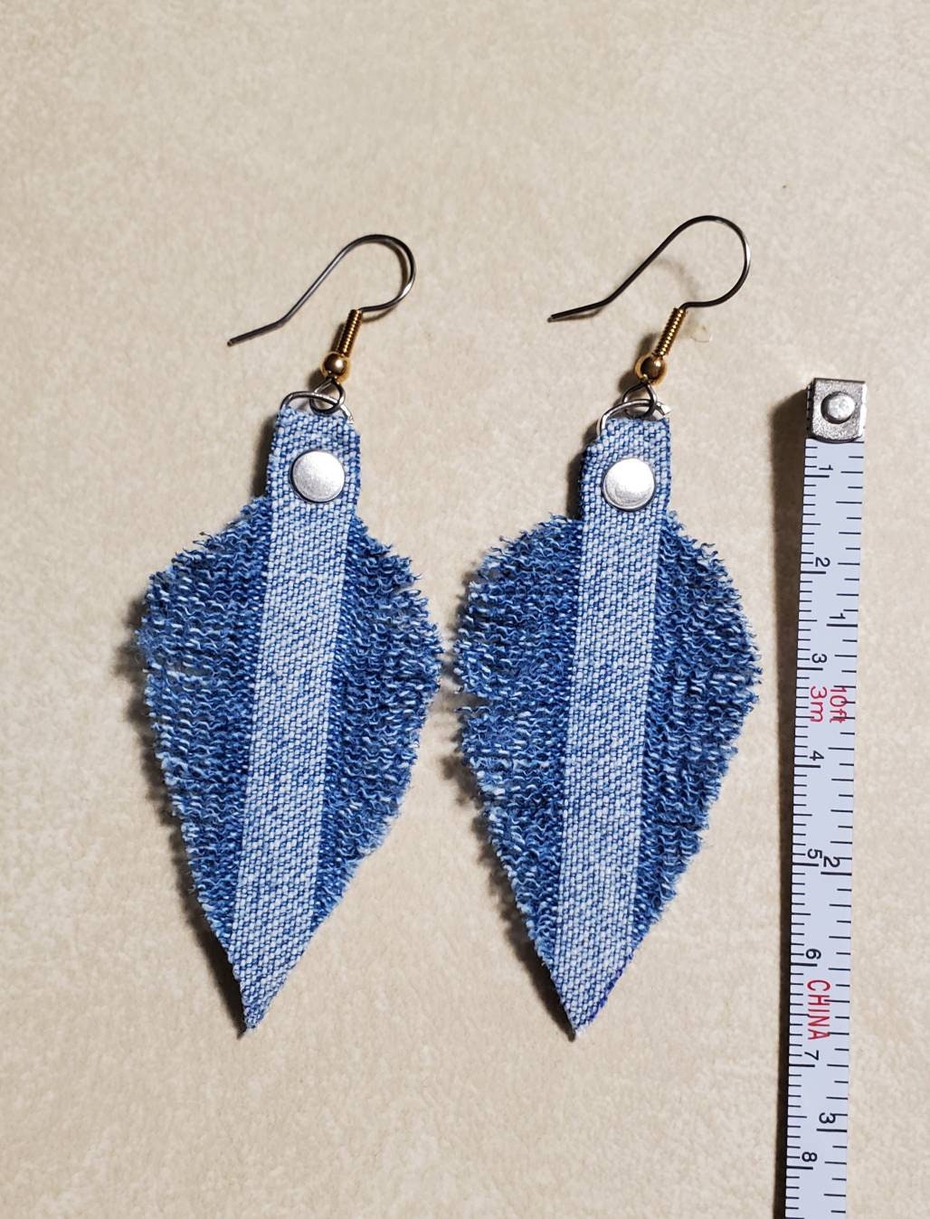 Denim Feather Earrings Petite - Etsy UK