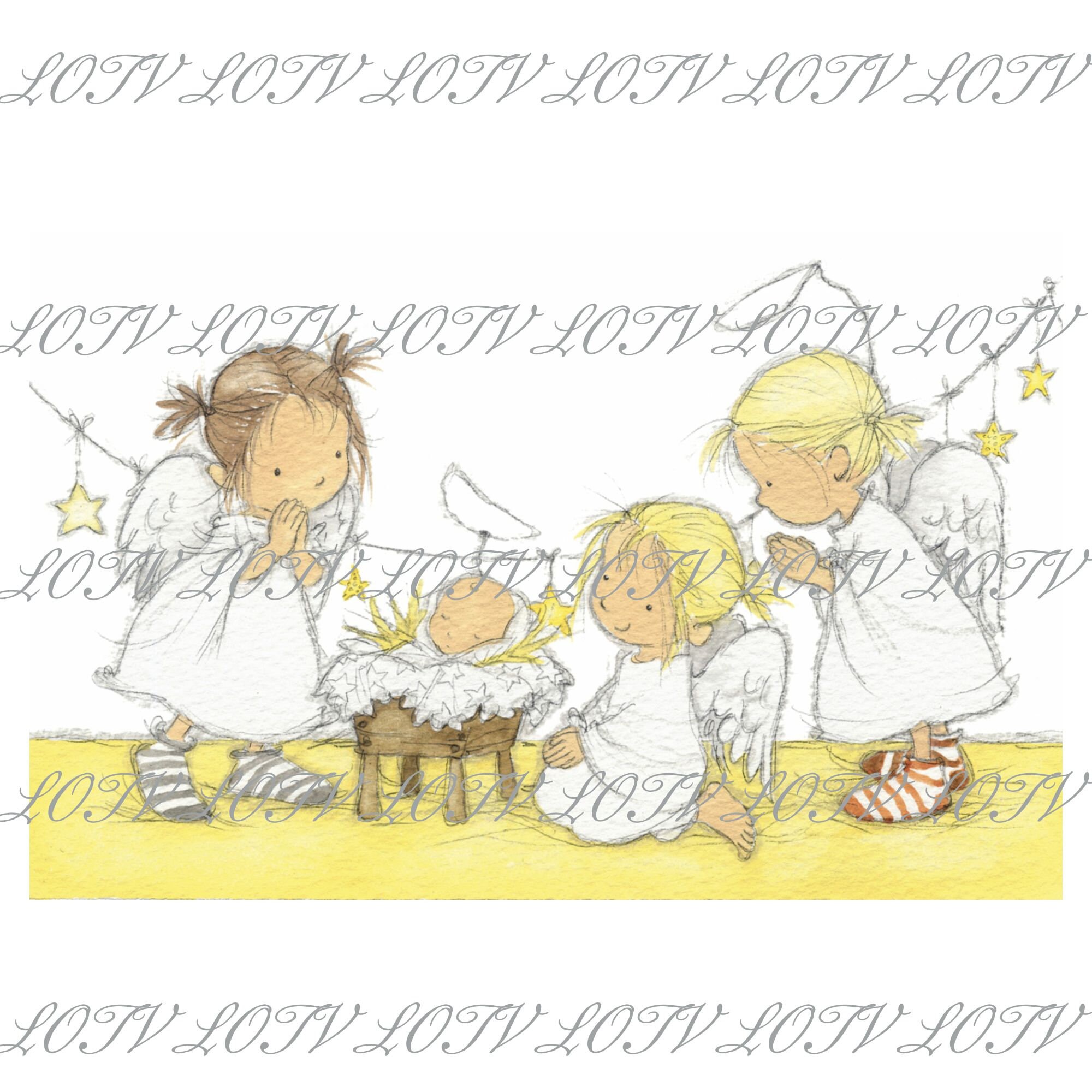 Angels Christmas Xmas Nativity Play Hand Drawn Artwork Etsy