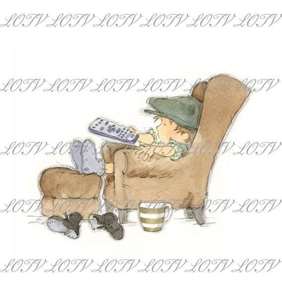 Put Your Feet Up Male Boy TV Relax Birthday Artwork Etsy
