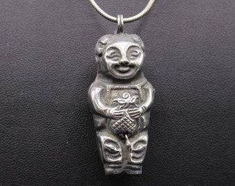 Antique Chinese - Kind Dynasty - Hollow Repousse - 925 Sterling Silver - Amulet.