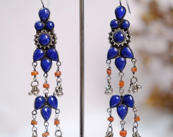 Lapis Afghani silver earring