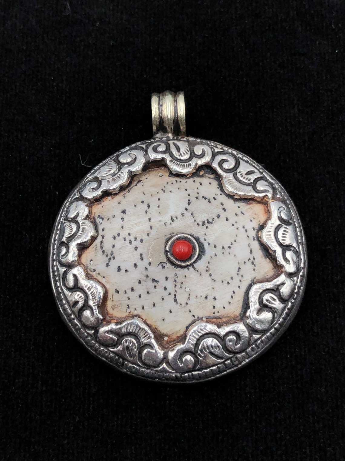 Tibetan Silver Pendant With Shell Etsy