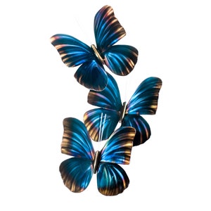 Blue Morpho Group of 3 Butterflies Contemporary Metal Wall Decor