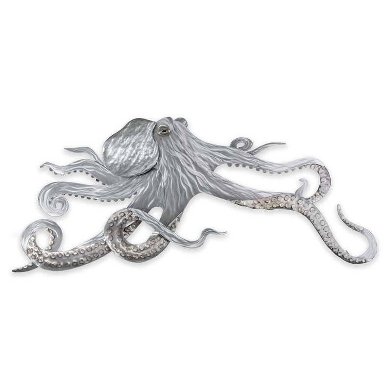 Octopus Coastal Contemporary Sea Life Metal Wall Decor Etsy