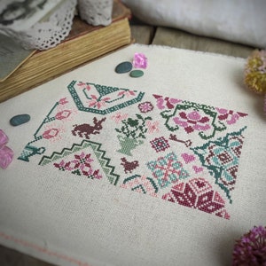 Mini Quaker Sampler Cross Stitch Pattern, Easy Counted Cross Stitch Chart, Easter Quaker Vintage X Stitch Embroidery, Instant Download PDF