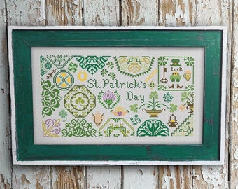 Mini Quaker Sampler St. Patrick's Day Cross Stitch Pattern, Cross Stitch Chart, Irish Sampler Cross Stitch Embroidery, Instant Download PDF