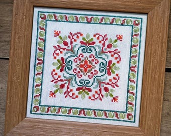 Vintage Folk Sampler Cross Stitch Pattern, Xstitch Chart, Small Geometric Embroidery, PDF Download