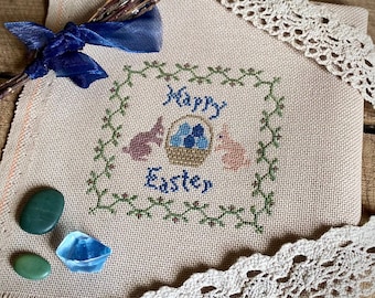 Happy Easter Cross Stitch Pattern, Mini Sampler Embroidery Design, PDF Download