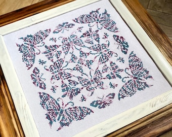 Butterflies Sampler Cross Stitch Pattern, X Stitch Chart, Instant Download PDF