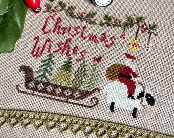 Christmas Wishes Cross Stitch Pattern, X Stitch Chart, Xmas Mini Cross Stitch Embroidery, Instant Download PDF