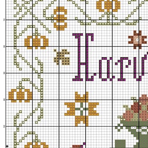 Harvest Time Sampler Cross Stitch Pattern, Counted X Stitch Chart, Fall ...