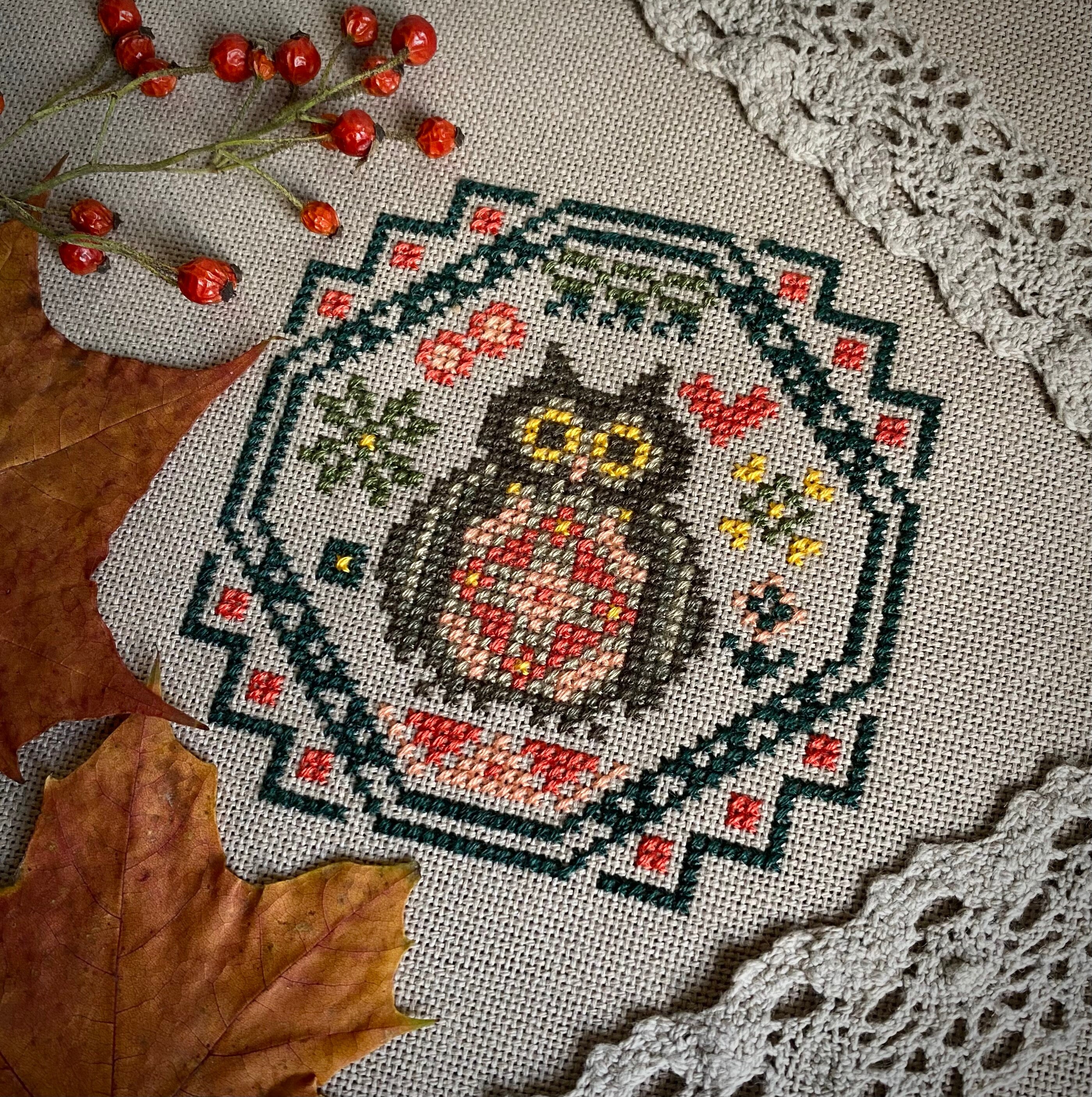 Little Owl Cross Stitch Pattern, Easy Counted Cross Stitch Chart, Tiny Quaker Sampler Children's