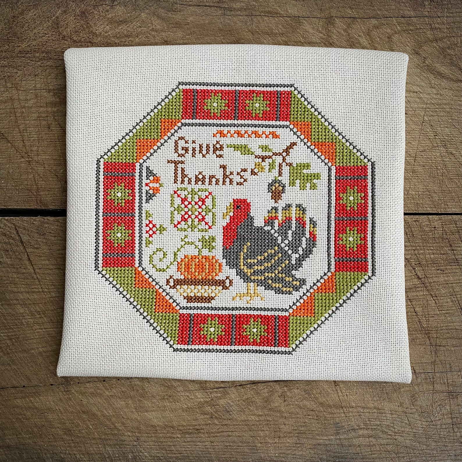 Give Thanks Tiny Quaker Sampler Cross Stitch Pattern, X Stitch Chart ...