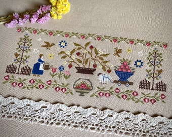 My Sweet Garden Sampler Cross Stitch Pattern, Easy Counted Cross Stitch Chart, Small Sampler X Stitch Embroidery, Instant Download PDF