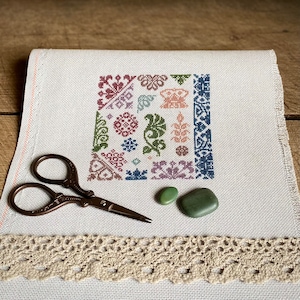 Mini Quaker Sampler Cross Stitch Pattern, Easy Counted Cross Stitch Chart, Small Primitive Cross Stitch Embroidery, Instant Download PDF