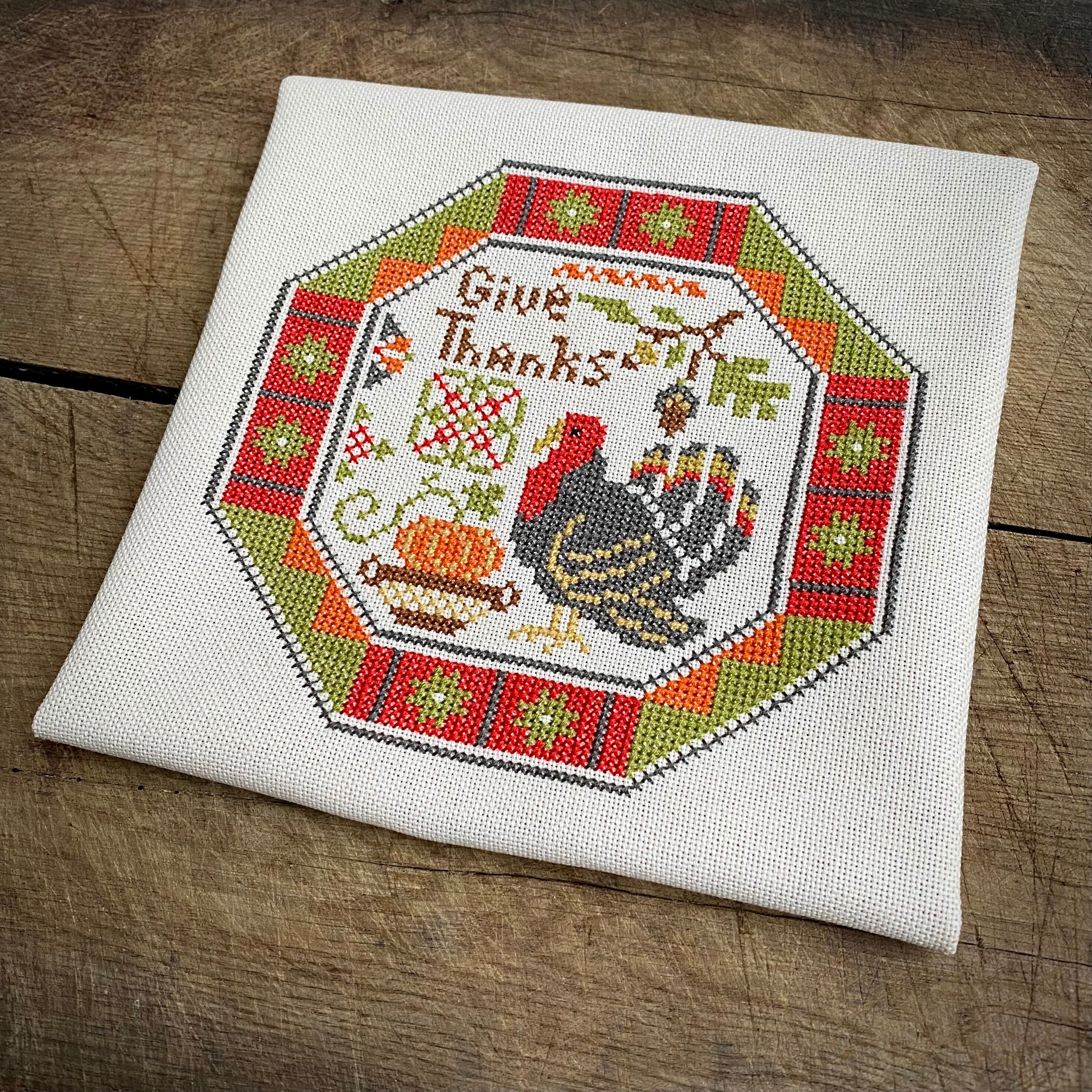 Give Thanks Tiny Quaker Sampler Cross Stitch Pattern, X Stitch Chart ...
