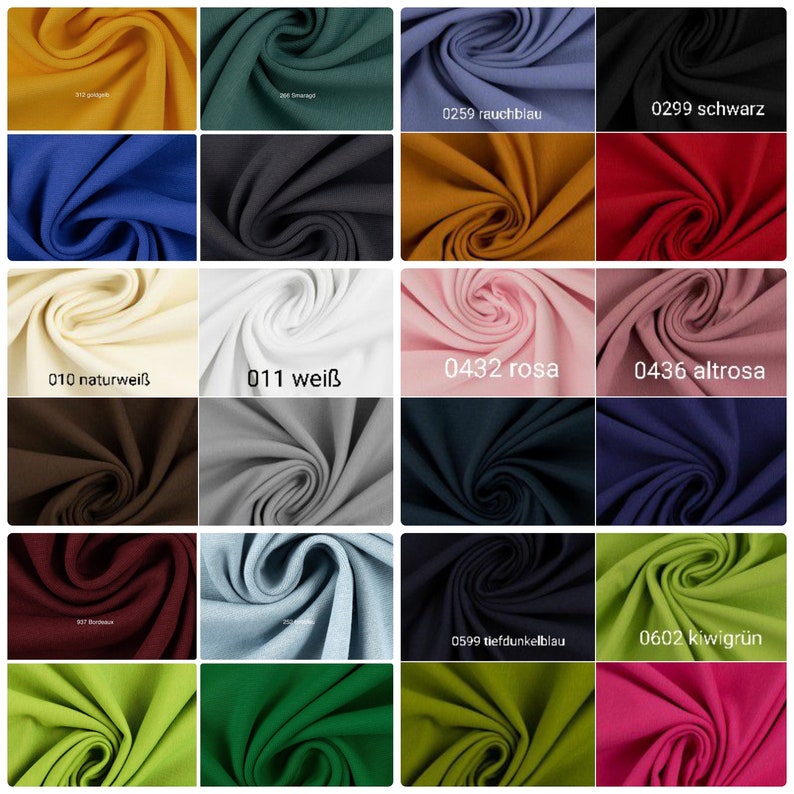 Puede incluir: Una colecci&oacute;n de 18 muestras de tela en varios colores, incluyendo verde, azul, rojo, marr&oacute;n, blanco y rosa. Las muestras est&aacute;n dispuestas en una cuadr&iacute;cula y cada muestra tiene un n&uacute;mero y un nombre de color escrito en ella.