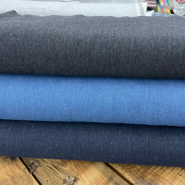 Jeansstoff, Jeans , Meterware , elastisch , Uni , 3 Farben , 150 cm breit