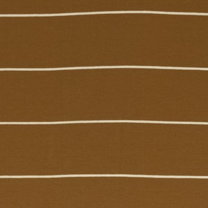 May include: Brown fabric with white horizontal stripes. The fabric has a subtle texture.