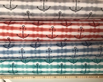 French Terry, Sommersweat * Stripes with anchor* various Colors , 150 cm wide