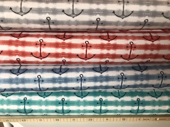French Terry, Sommersweat * Streifen mit Anker*  versch. Farben , 150 cm breit