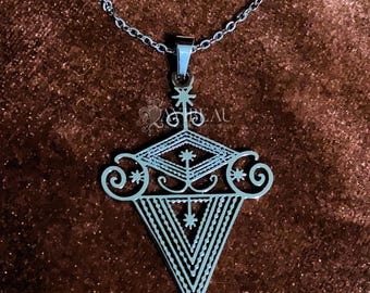 La Sirène | Haitian Vodou Vèvè Necklace | La Sirèn Dyaman | Spirituality Jewelry | Altar Supplies
