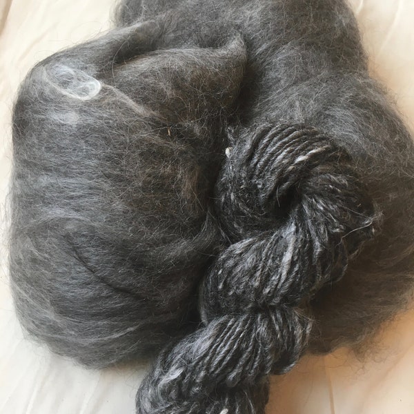 Batt, Alpaca Batt, 100% gray suri alpaca batt, alpaca fleece, spinning, weaving, yarn, needle felting, alpaca fiber, drumcarded alpaca fiber