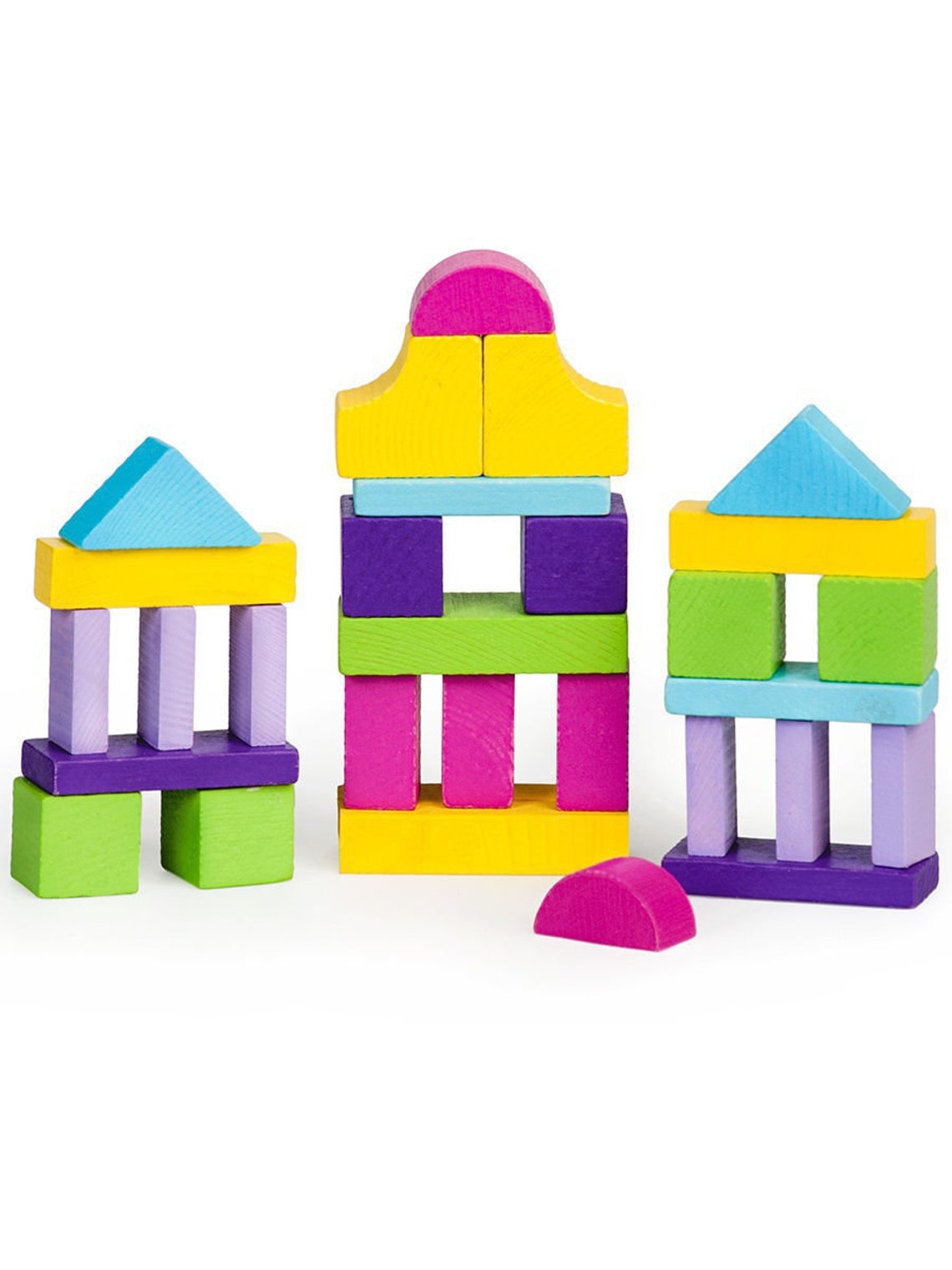 Wooden Blocks Set of 30 Wooden Town set Wooden blocks Etsy