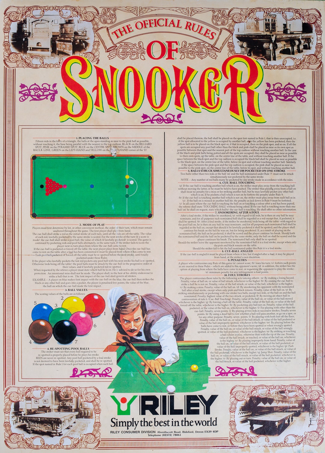 The Official Rules of Snooker E J Riley of Accrington Print / Facsimile