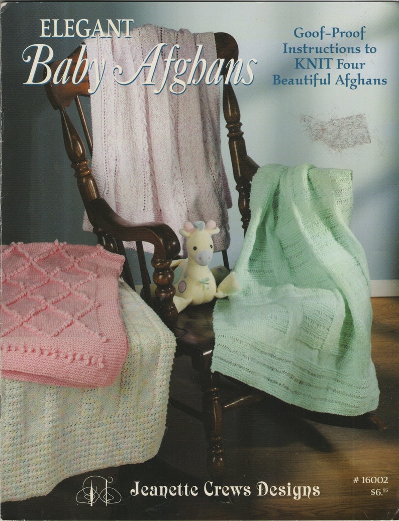 4 Designs Pattern//Instructions Leaflet Baby Afghans to Knit and Crochet
