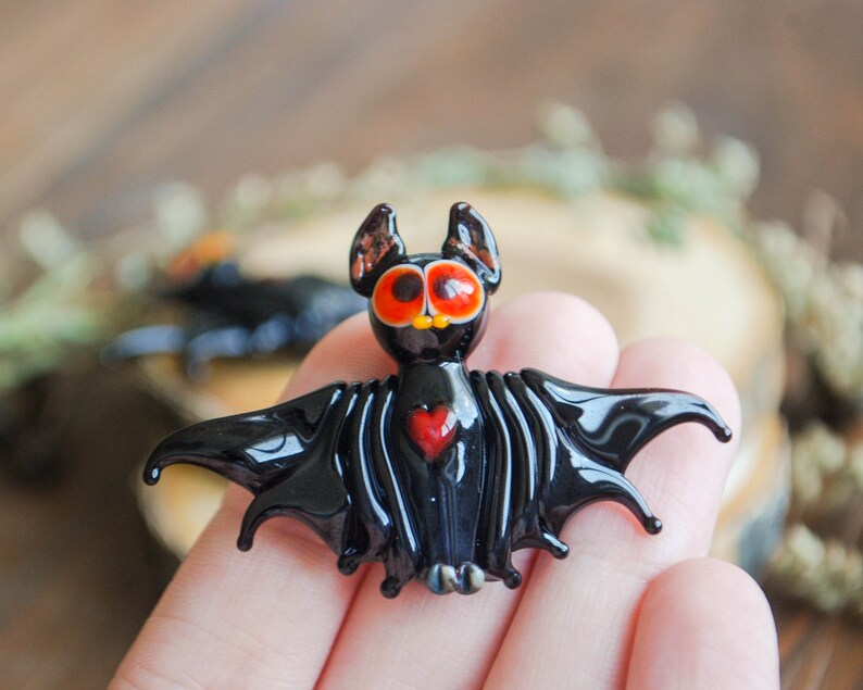 Animal beads Bat beads Handmade Halloween beads Lampwork glass | Etsy