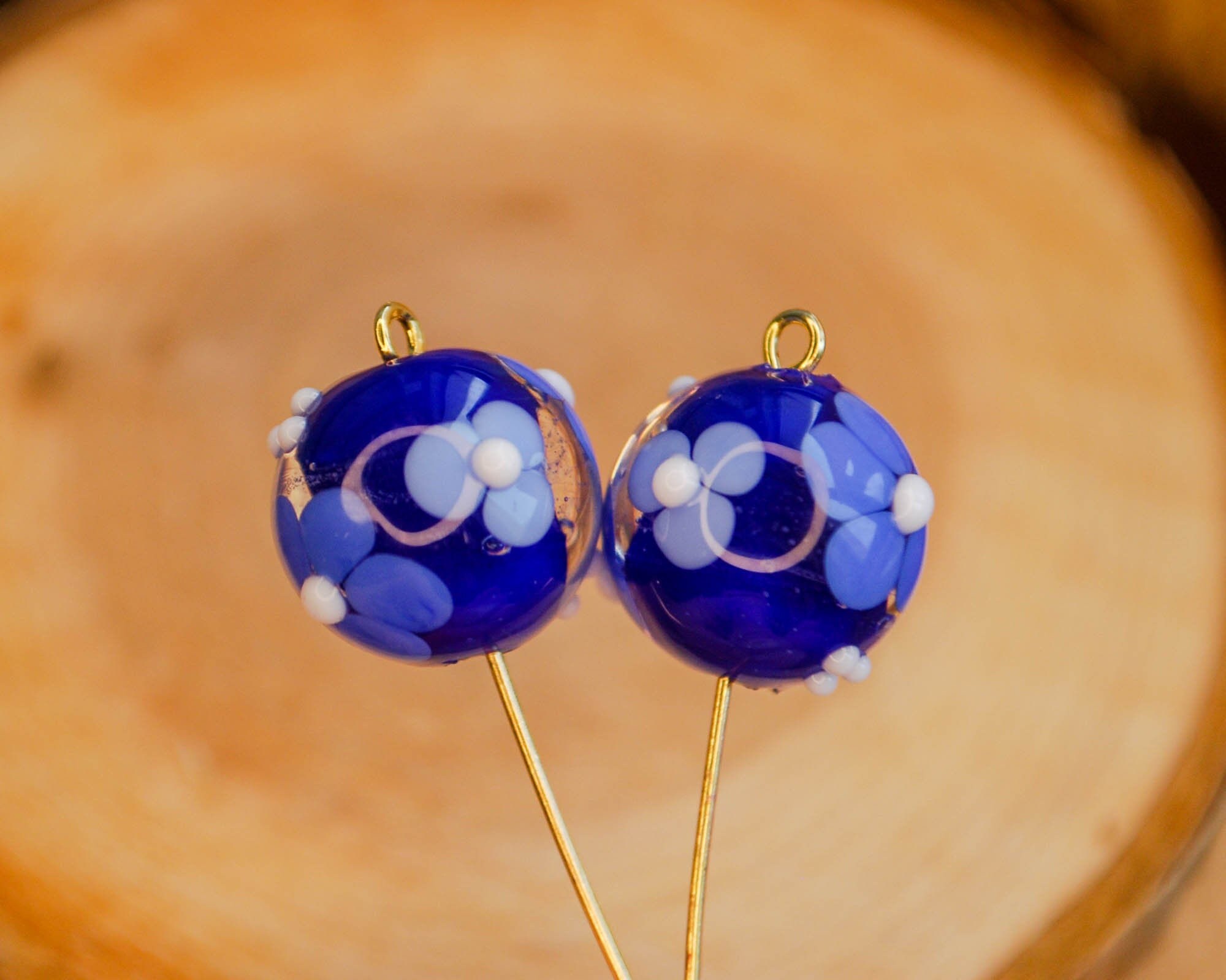 Glass flower beads Handmade Lampwork flowers Chamomile bead Etsy