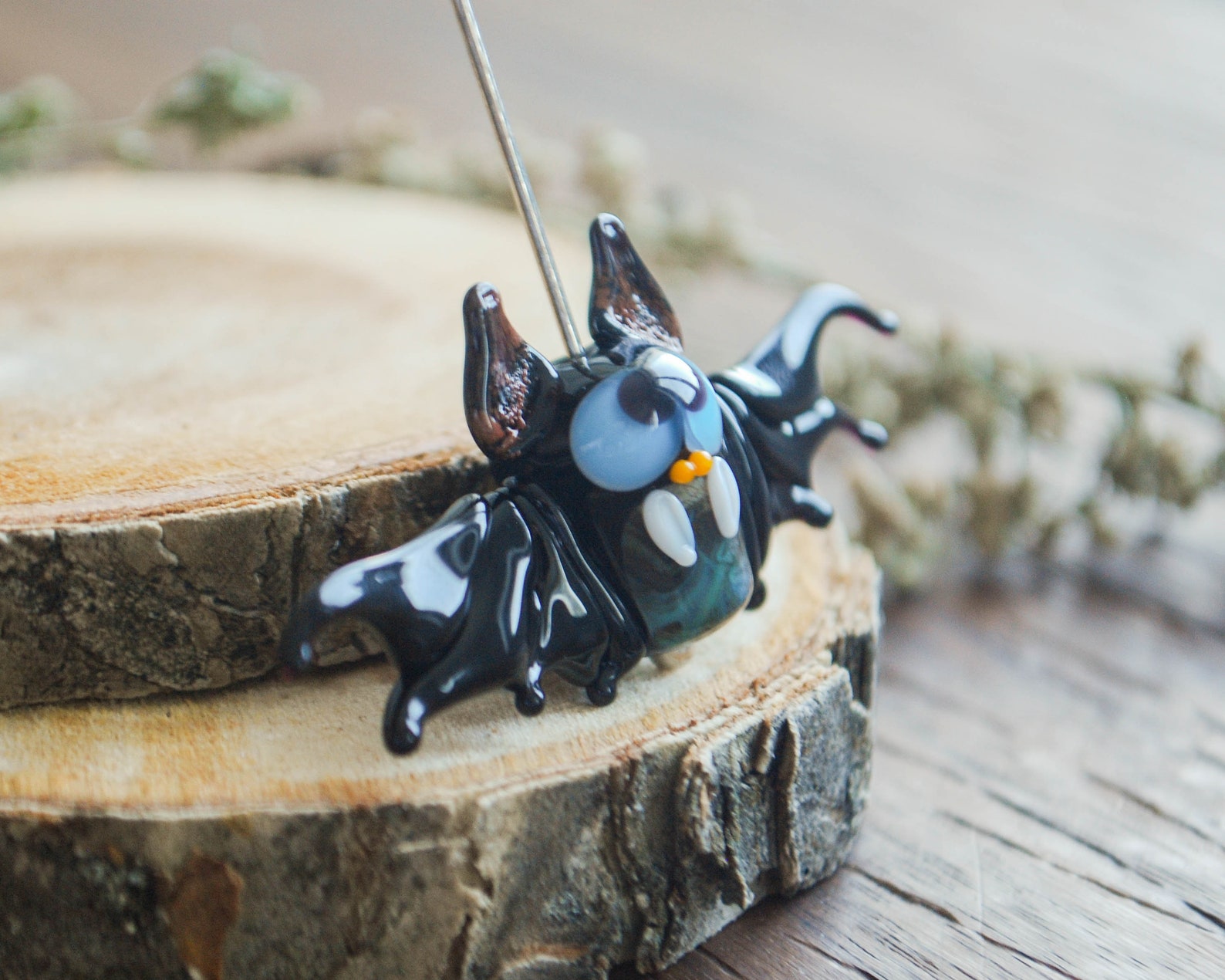 Animal beads Bat beads Handmade Halloween beads Lampwork glass | Etsy