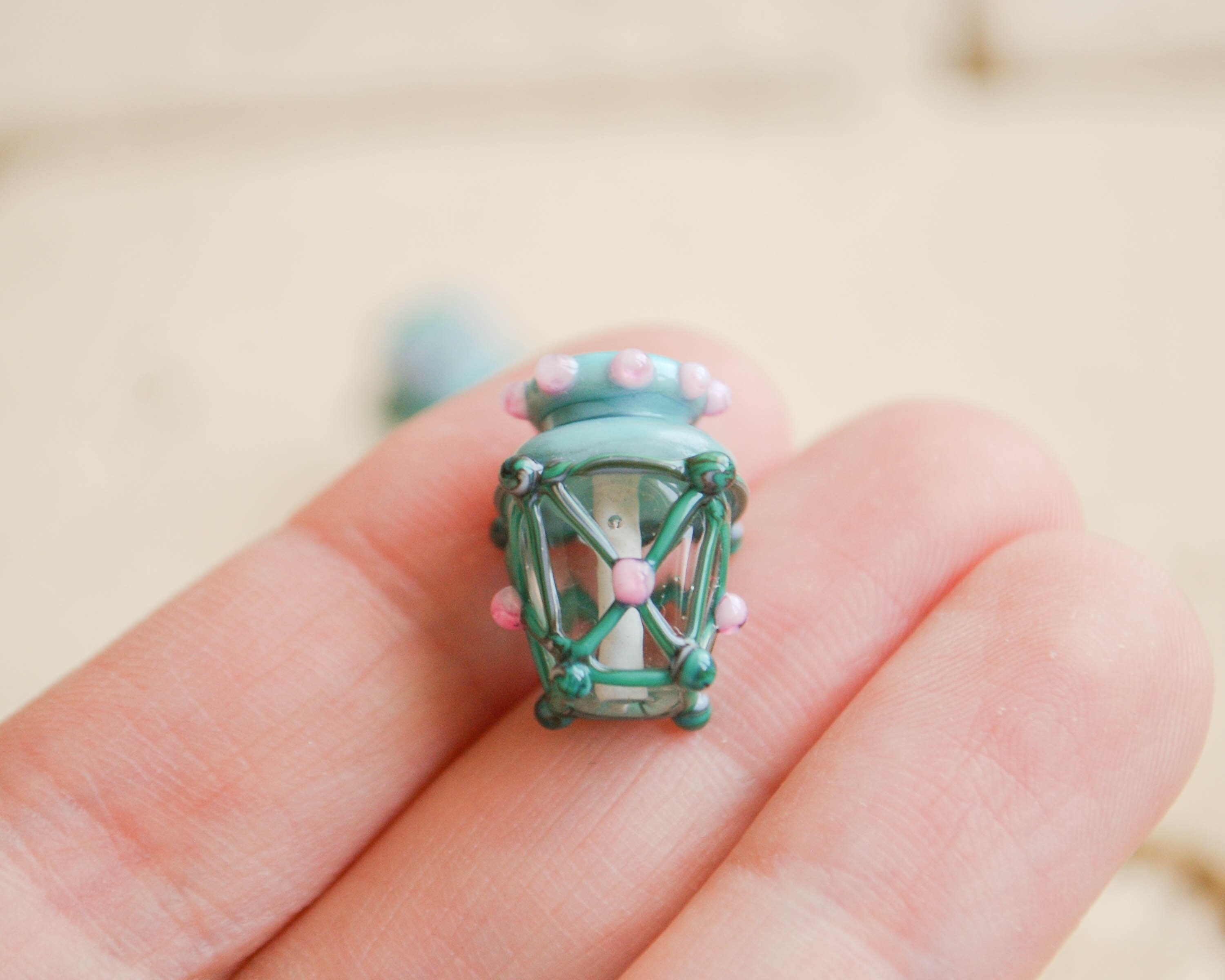 Lantern beads Lampwork glass beads Handmade Murano Glass Etsy