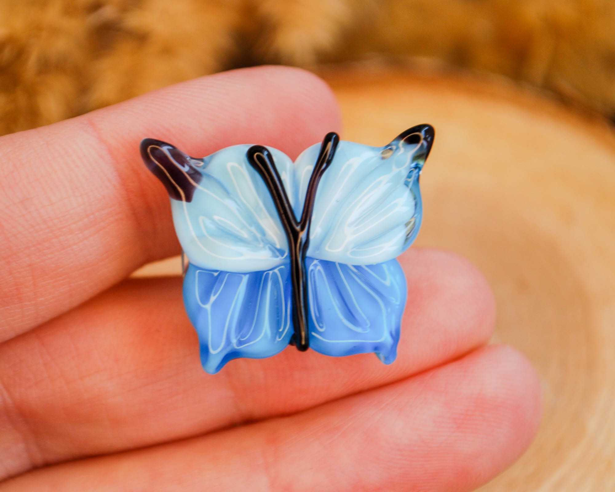 Blue butterfly beads Handmade animal butterfly lampwork Etsy