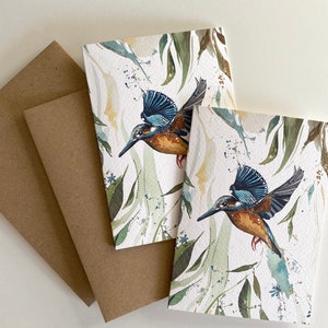Carte de voeux Martin-pêcheur/Fête des mères/Jolie notecard/Oiseaux/Juste une note à dire/Cartes vierges/Carte de voeux recyclée//Carte de remerciement