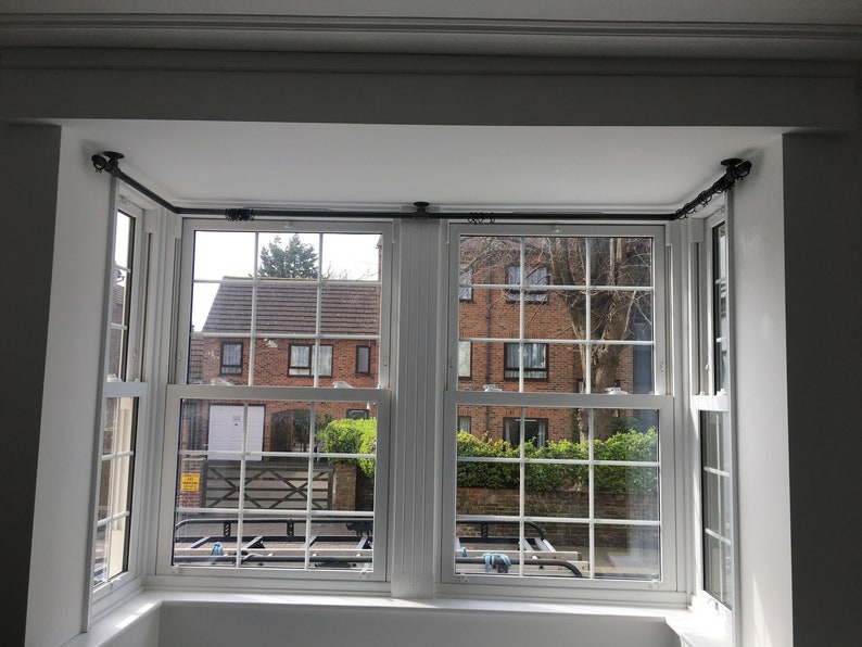 Bay Window Customisable Curtain Pole And Bracket Set Etsy