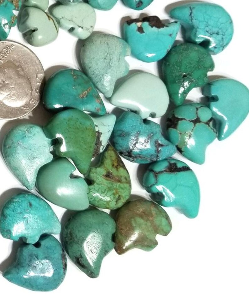Turquoise Carved Primative Zuni Bear Beads pkg of Etsy