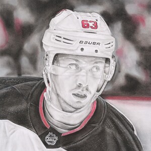 Jesper Bratt, NJ Devils, limitierter Druck eines Kunstwerks des Künstlers (signiert und nummeriert vom Künstler)