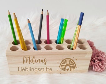 Stiftebox personalisiert / Schreibtischorganizer Montessori | Stifteköcher Holz